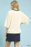Umgee Ribbed Knit Top with Contrast Trim  Style Ratio