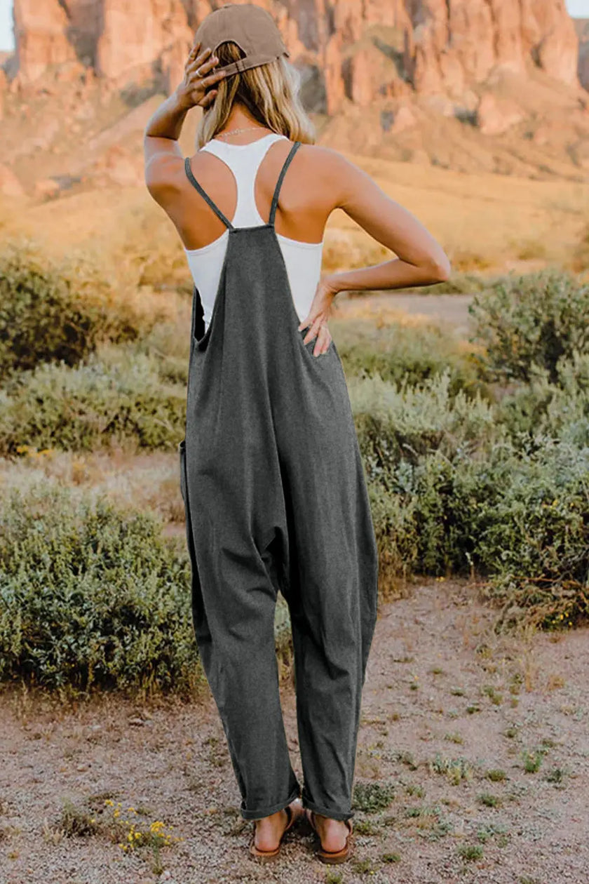 Double Take V Neck Sleeveless Jumpsuit with Pockets  Style Ratio