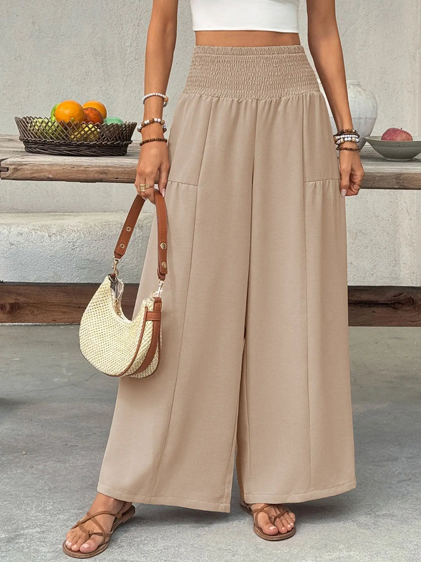Smocked Waist Wide Leg Pants - Style Ratio
