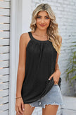 Openwork Round Neck Wide Strap Tank  Style Ratio