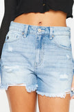 Kancan High Waist Frayed Denim Shorts  Style Ratio
