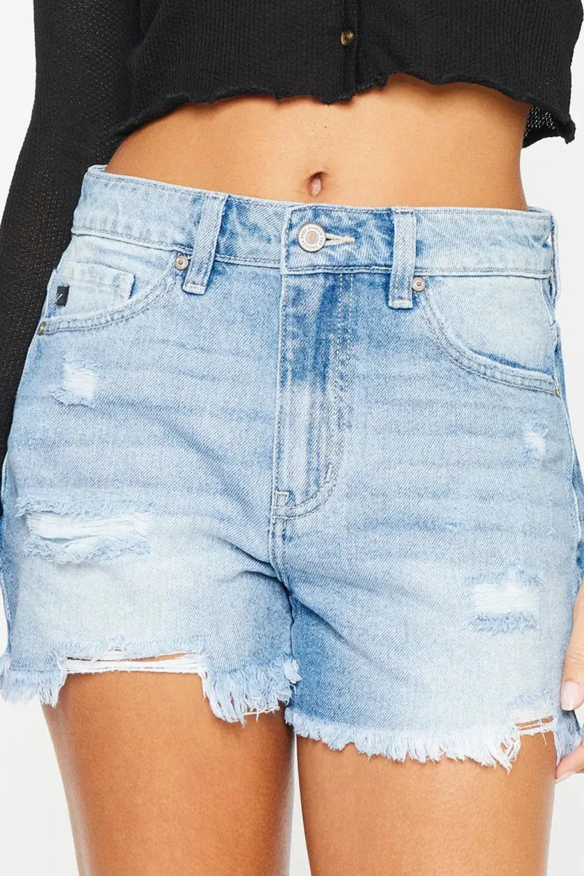 Kancan High Waist Frayed Denim Shorts  Style Ratio