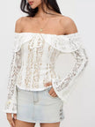 Off-Shoulder Lace Top with Bell Sleeves  Style Ratio