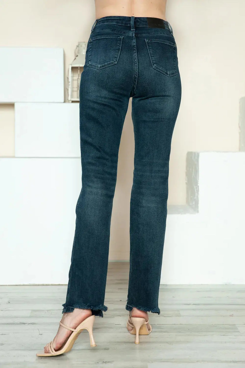 Judy Blue Full Size Button Fly Hem Destroy Straight Jeans  Style Ratio