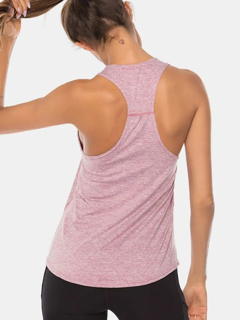 Full Size Scoop Neck Wide Strap Active Tank  Style Ratio