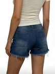 Distressed Frayed Hem Denim Shorts  Style Ratio