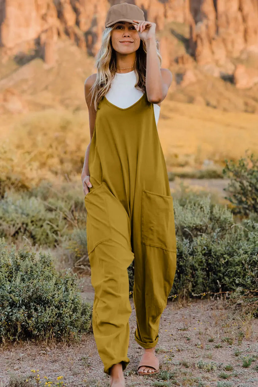 Double Take V Neck Sleeveless Jumpsuit with Pockets  Style Ratio