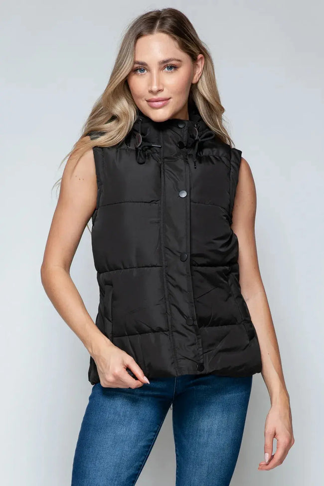 Snobbish Snap and Zip Closure Hooded Coat  Style Ratio