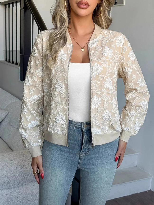 Floral Lightweight Zip Up Jacket  Style Ratio