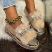 Fuzzy Bowknot Rhinestone Platform Loafers  Style Ratio