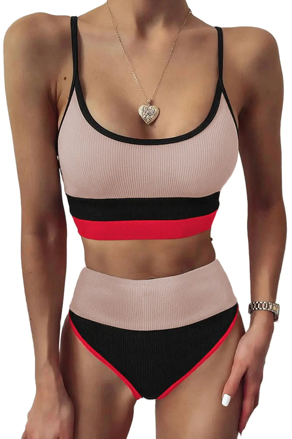 Color Block Spaghetti Strap Two-Piece Swimsuit  Style Ratio