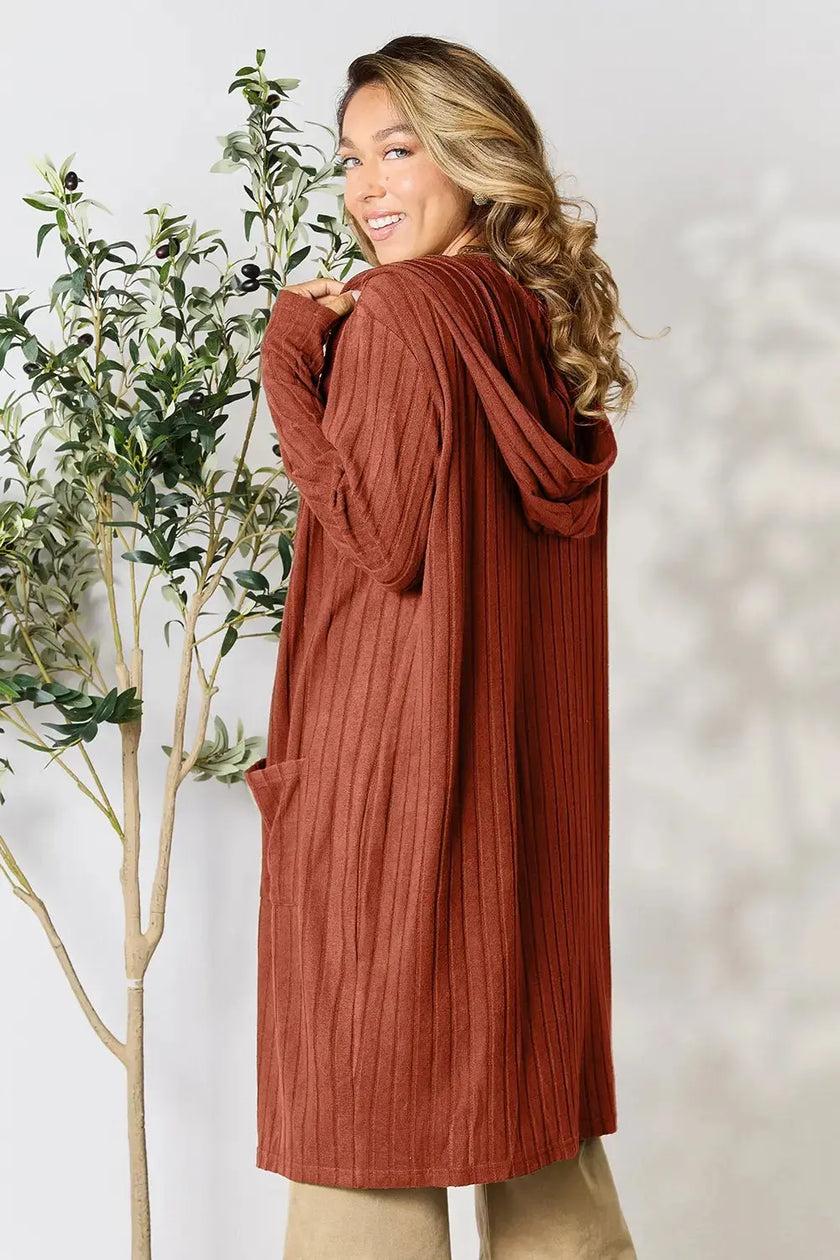 Basic Bae Full Size Hooded Sweater Cardigan  Style Ratio