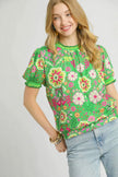 Umgee Retro Floral Puff Sleeve Blouse  Style Ratio