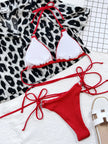 Textured Halter Neck Tie Side Bikini  Style Ratio