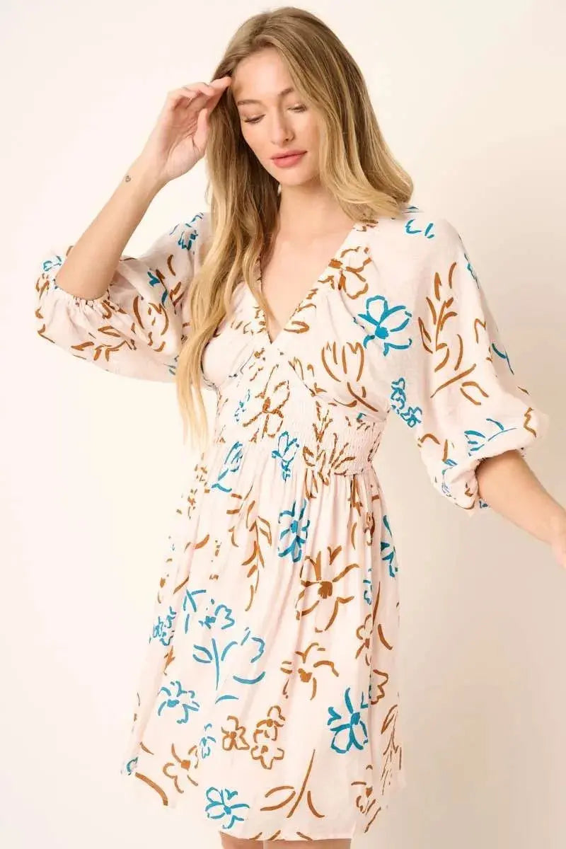 Mittoshop Flower Print Mocked Waist Mini Dress  Style Ratio