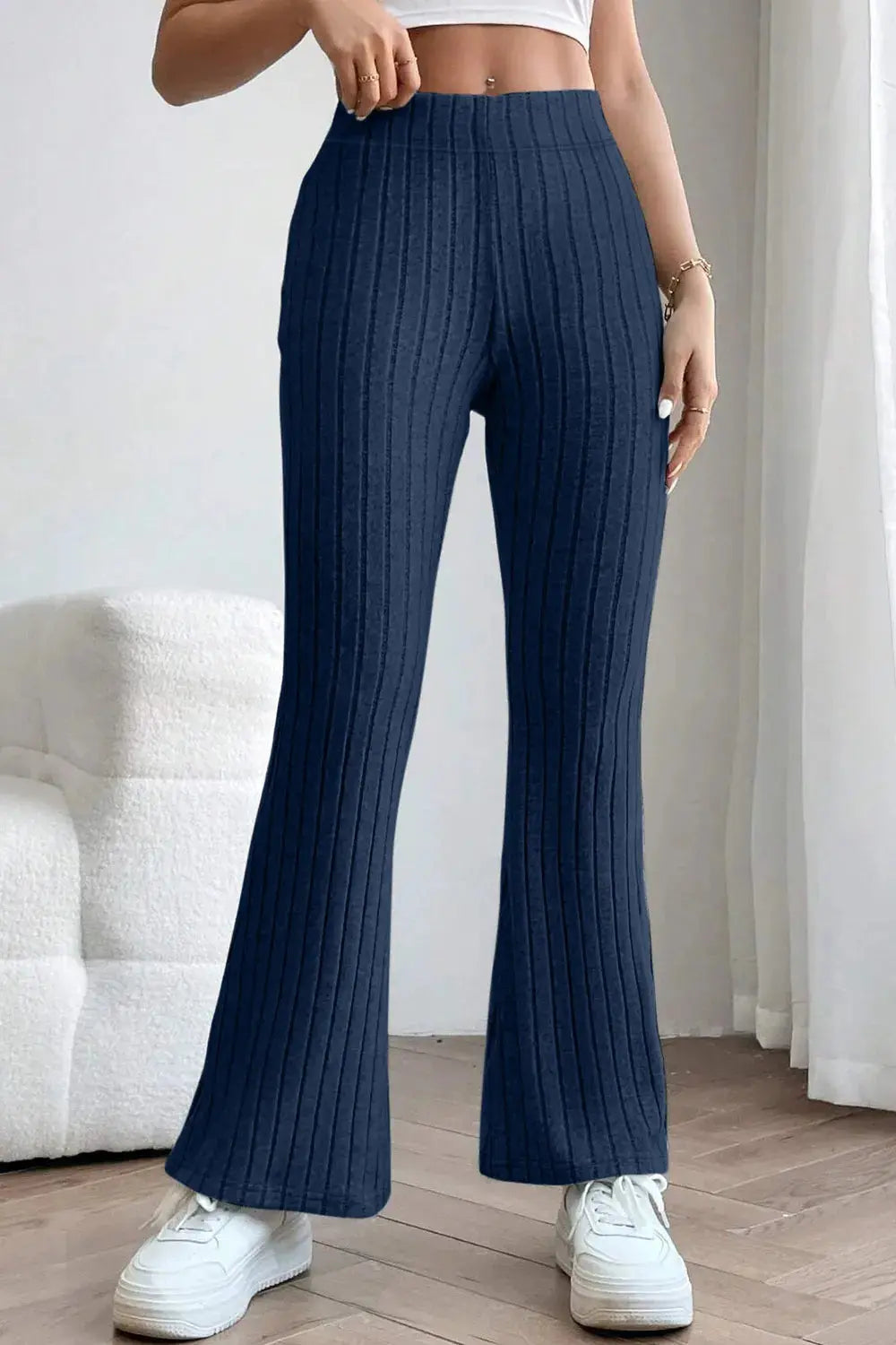 Basic Bae Full Size Ribbed High Waist Flare Pants  Style Ratio