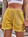 Denim Drawstring Raw Hem Denim Shorts  Style Ratio
