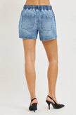 RISEN Elastic Band Slouchy Denim Shorts with Star Patched Details  Style Ratio