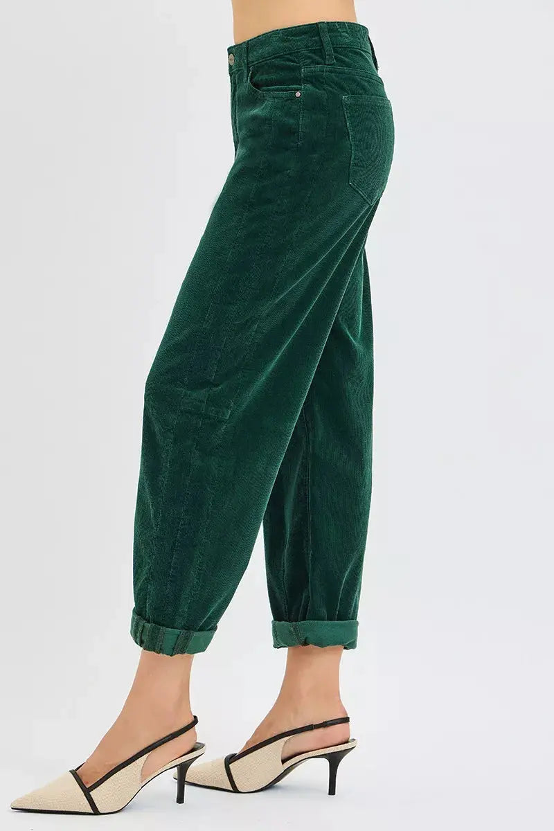 RISEN High Rise Crop Barrel Cordurory Pants  Style Ratio