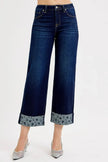 RISEN Mid Rise Fit Crop Wide With Printed Cuff Jeans  Style Ratio