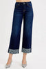 RISEN Mid Rise Fit Crop Wide With Printed Cuff Jeans  Style Ratio