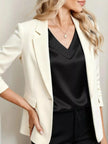 Satin V-Neck Cap Sleeve Blouse  Style Ratio