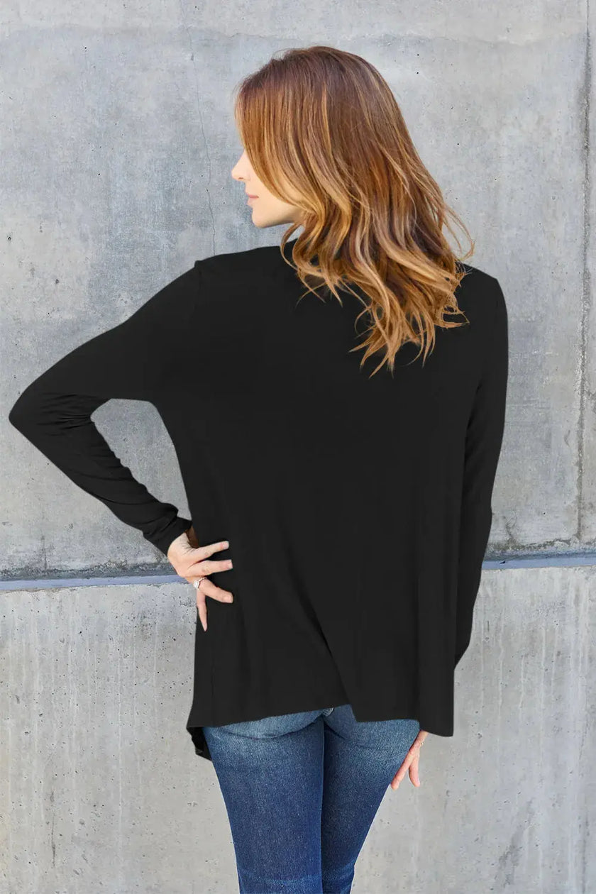 Basic Bae Full Size Open Front Long Sleeve Cardigan  Style Ratio