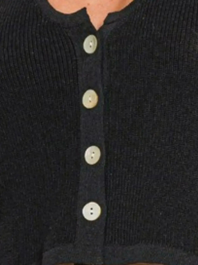 Zenana Button-up Cropped Sweater Vest  Style Ratio