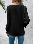 V-Neck Lace Detail Flounce Sleeve Blouse  Style Ratio