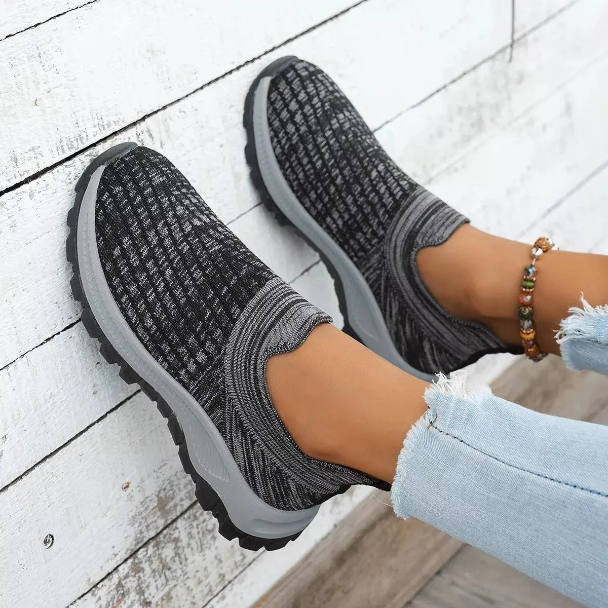 Round Toe Mesh Slip-Ons  Style Ratio