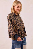 BiBi Leopard Print Waffle Half Zip Up Hoodie W Pocket  Style Ratio