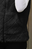 Fuzzy Plaid Texture Zip Up Vest Coat  Style Ratio