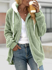 Full Size Cozy Fleece Zip-Up Hooded Jacket  Style Ratio