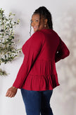 Double Take Half Button Long Sleeve Ruffle Hem Blouse  Style Ratio