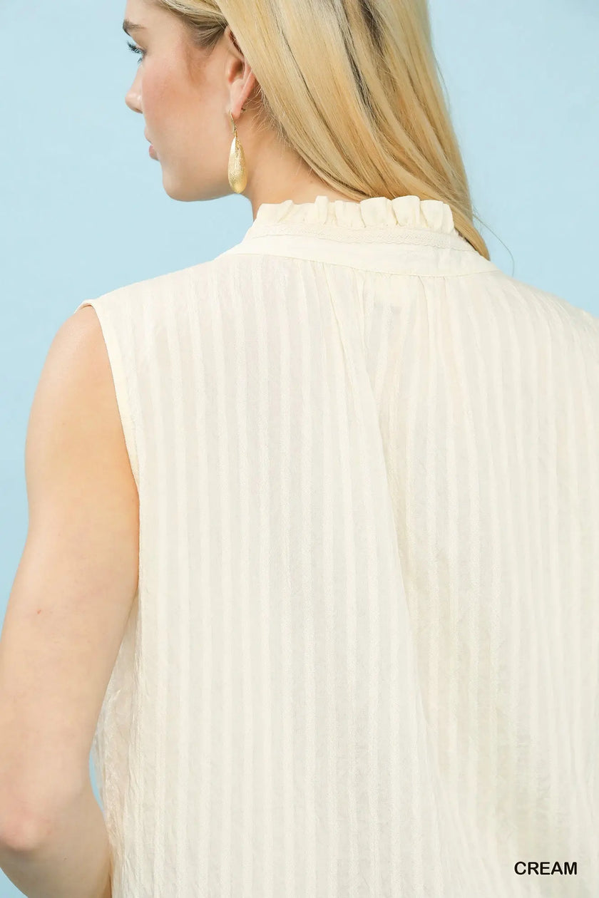 Umgee Textured Split Neck Tank Top  Style Ratio