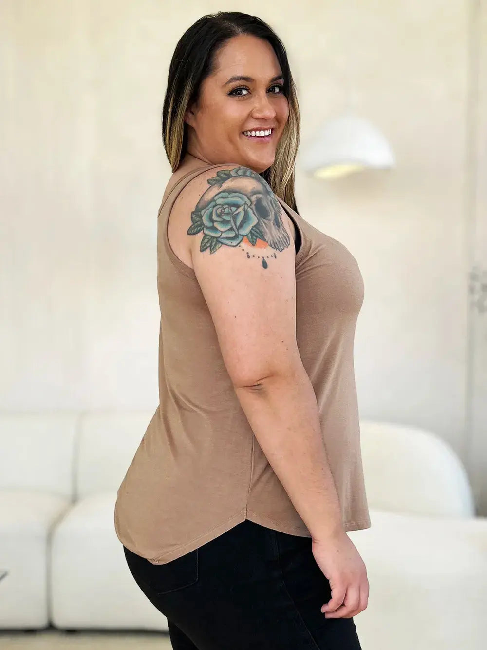 Basic Bae Full Size Round Neck Curved Hem Tank  Style Ratio
