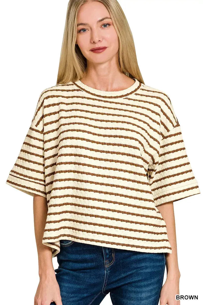Zenana Striped Short Sleeve Tee & Shorts Set  Style Ratio