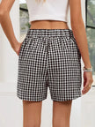 Gingham Elastic Waist Casual Shorts  Style Ratio