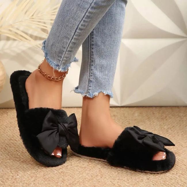 Bow Open Toe Slippers  Style Ratio