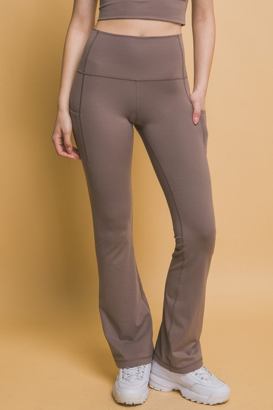 High Waist Flare Active Leggings with Side Pockets