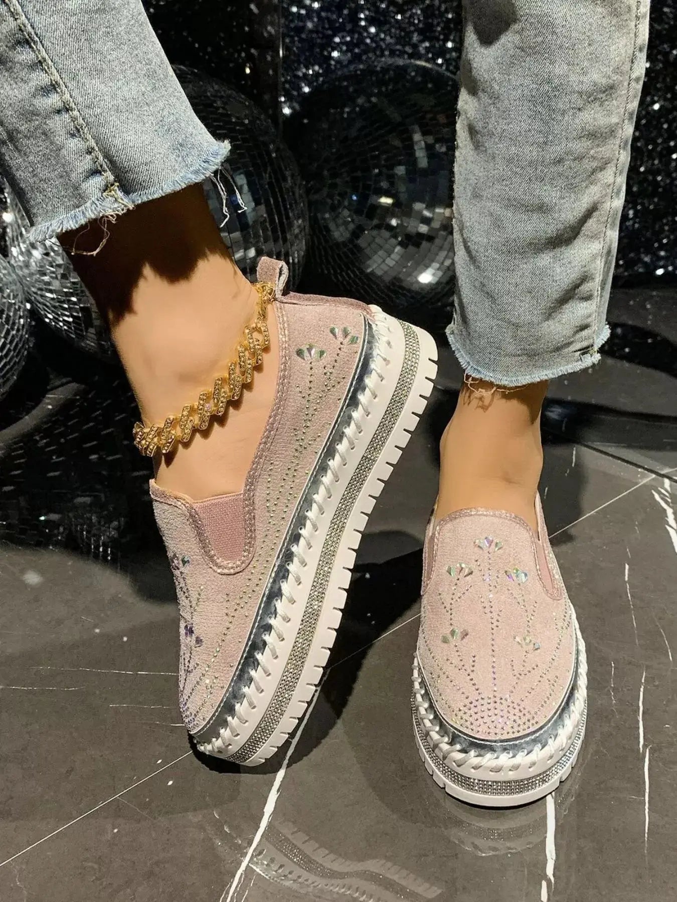 Rhinestone Embellished Platform Loafers  Style Ratio