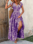 Printed Cap Sleeve Maxi Dress  Style Ratio
