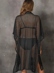Sheer Mesh Button Up Cover Up  Style Ratio