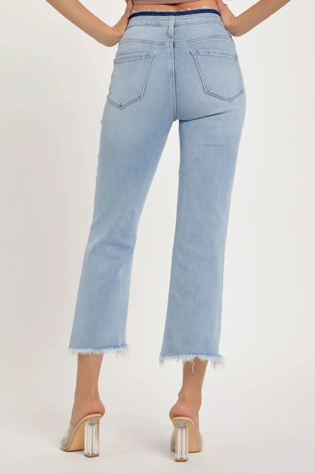 RISEN Full Size High Rise Raw Edge Crop Jeans  Style Ratio