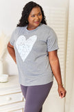 Simply Love Heart Graphic Cuffed Short Sleeve Shirt  Style Ratio