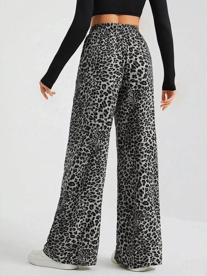 Full Size Leopard Print Wide Leg Pants Plus Size  Style Ratio
