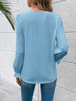 V-Neck Lace Detail Flounce Sleeve Blouse  Style Ratio