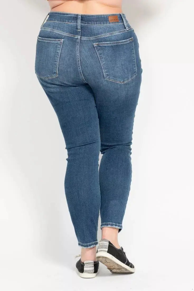 Judy Blue Full Size High Rise Button Fly Skinny Jeans Plus Size  Style Ratio