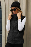 Fuzzy Plaid Texture Zip Up Vest Coat  Style Ratio