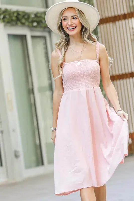 And The Why Smocking Open-Back Sleeveless Midi Dress  Style Ratio